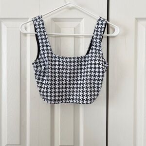 Albion Black and White Houndstooth Bikini Top